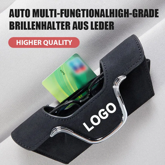 High quality leather multifunctional car glasses holder