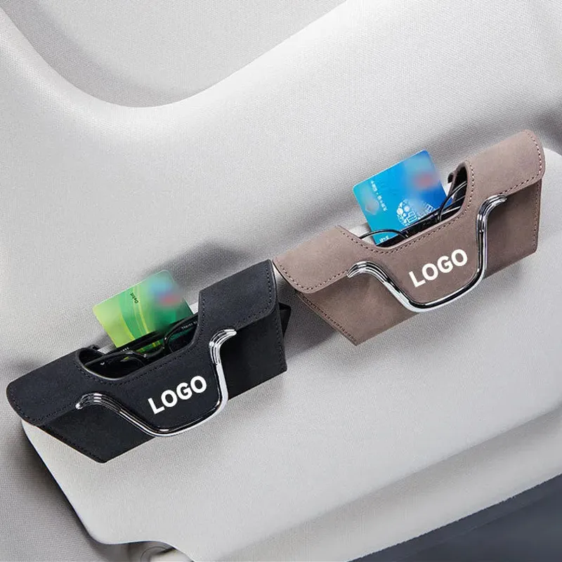 High quality leather multifunctional car glasses holder