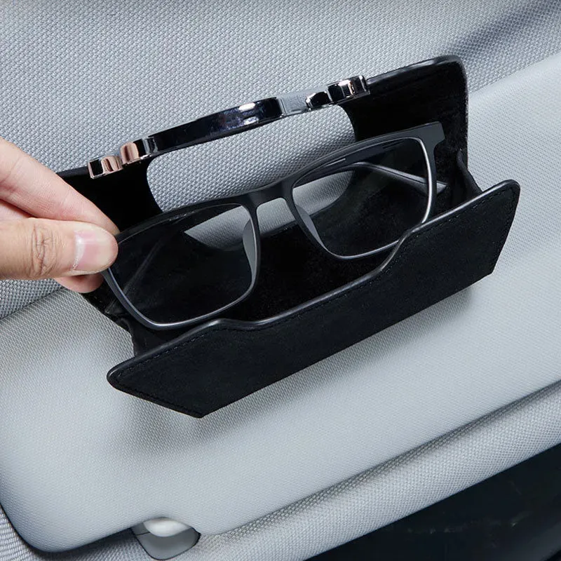 High quality leather multifunctional car glasses holder