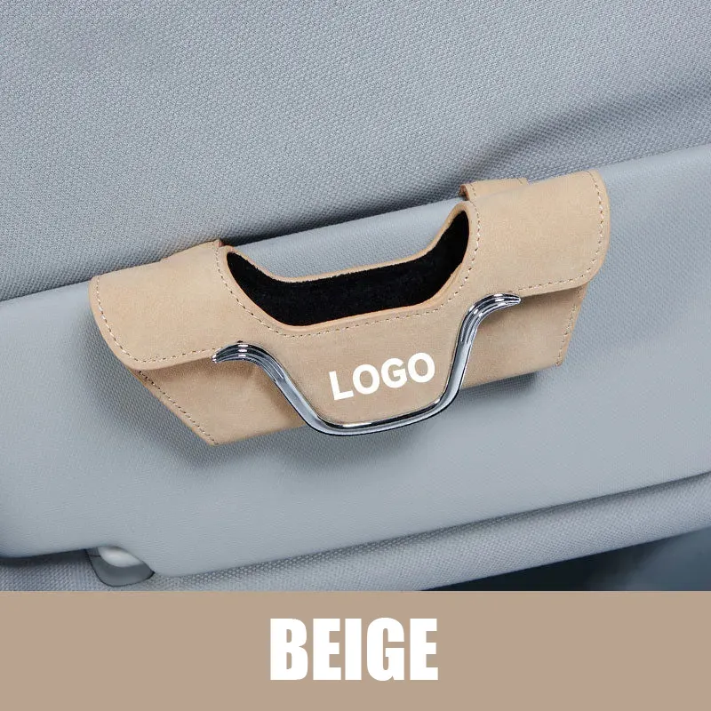 High quality leather multifunctional car glasses holder
